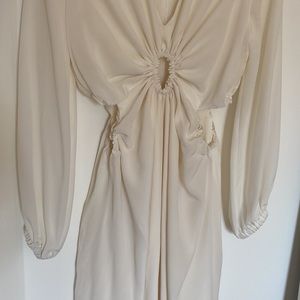 Custom balloon sleeve dress 100% silk